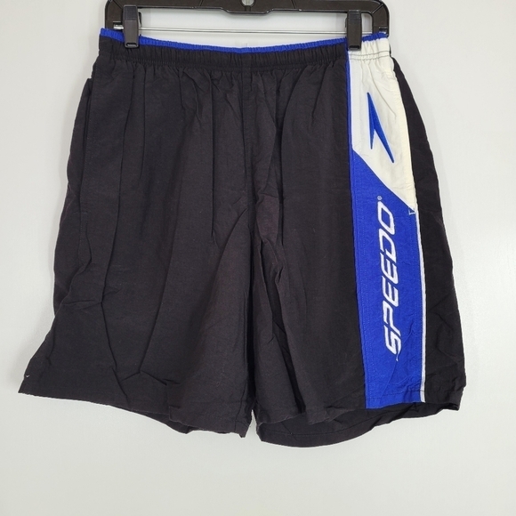 Vintage Speedo Swimming Trunks Black Size Mens Medium Swim Nautical - Picture 1 of 13